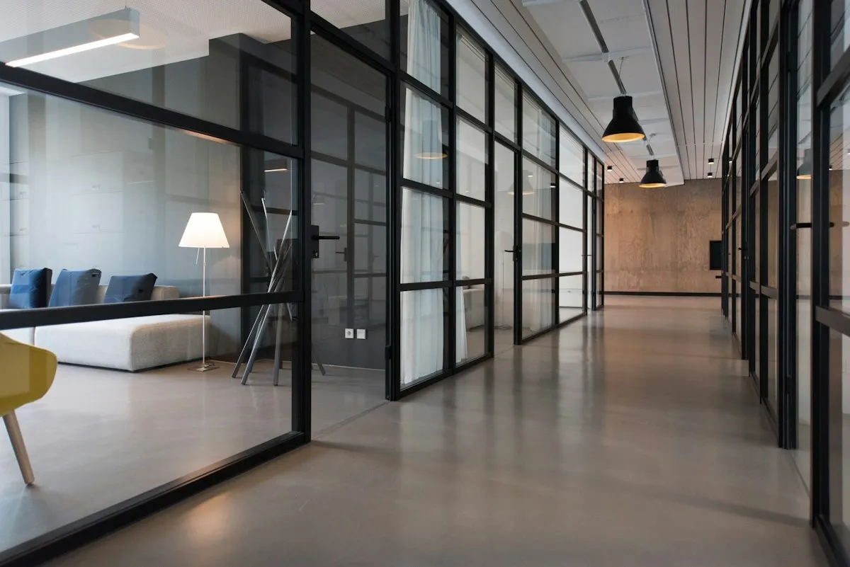 Diverse professionals collaborating in a modern office meeting room