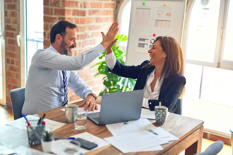 Employee reviewing a performance review document